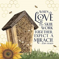 Framed Honey Bees & Flowers Please V-Love and Skill