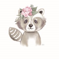 Framed Cute Floral Raccoon