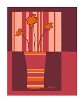 Framed Minimalist Flowers in Orange IV