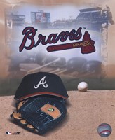 Framed Atlanta Braves - '05 Logo / Cap and Glove