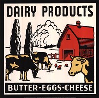 Framed Dairy Products-Butter, Eggs, Cheese