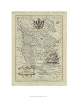 Framed Antique Map Of North America