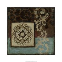 Framed Damask Tapestry Wrosette I