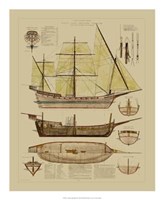 Framed Antique Ship Plan II