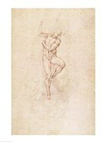 Framed W.53r The Risen Christ, study for the fresco of The Last Judgement in the Sistine Chapel, Vatican