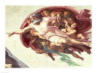 Framed Sistine Chapel Ceiling: The Creation of Adam, detail of God the Father, 1508-12