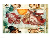 Framed Sistine Chapel Ceiling: Creation of the Sun and Moon, 1508-12