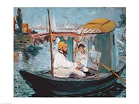 Framed Monet in his Floating Studio, 1874