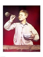 Framed Boy Blowing Bubbles