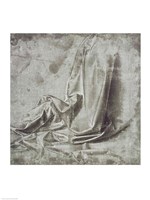 Framed Drapery study for a kneeling figure in Profil Perdu
