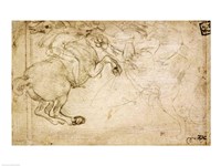Framed Horseman in Combat with a Griffin