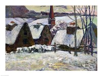 Framed Breton village under snow, 1894