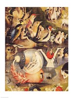 Framed Garden of Earthly Delights: Allegory of Luxury, people with birds detail