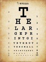 Framed Tom Waits Eye Chart