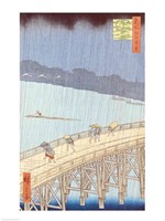 Framed Sudden Shower on Ohashi Bridge
