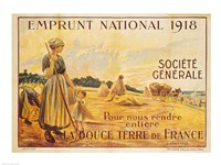 Framed Poster for the Loan for National Defence from the Societe Generale, 1918