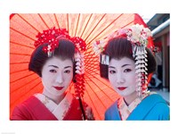 Framed Geishas with Umbrellas
