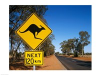 Framed Kangaroo crossing sign, Australia