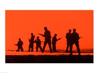 Framed Silhouette of army soldiers, US Military Special Forces