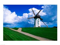 Framed Traditional windmill in a field, Skerries Mills Museum, Skerries, County Dublin, Ireland