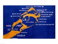 Framed Close-up of map of Bermuda