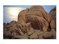 Framed Boulders at sunrise, Joshua Tree National Monument, California, USA