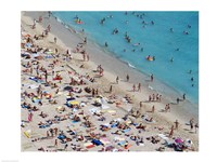 Framed Aerial view of people at the beach, Waikiki Beach, Honolulu, Oahu, Hawaii, USA