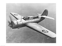 Framed High angle view of a fighter plane in flight, Curtiss SB2C Helldiver, December 1941