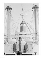 Framed Anchor on deck, passenger ship in the background