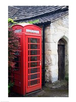 Framed Telephone booth outside a house, Castle Combe, Cotswold, Wiltshire, England