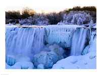 Framed Waterfall frozen in winter, American Falls, Niagara Falls, New York, USA