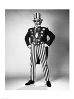 Framed Senior man in an Uncle Sam Costume Standing with Arms Akimbo