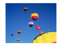 Framed Hot Air Balloons Flying Away in a Group