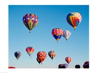 Framed Hot Air Balloons in a Group Floating into the Sky