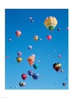 Framed Hot Air Balloons Flying in a Group