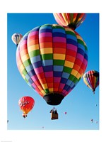 Framed Gorgeous Rainbow Hot Air Balloon