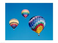 Framed 3 Multi-Colored Hot Air Balloons Flying