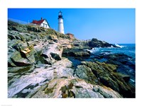 Framed Lighthouse at the coast, Portland Head Lighthouse, Cape Elizabeth, Maine, USA