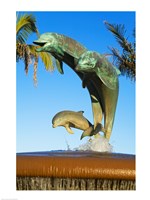 Framed Dolphin Fountain on Stearns Wharf, Santa Barbara Harbor, California, USA Sculpture