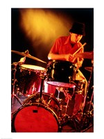 Framed Male drummer playing drums