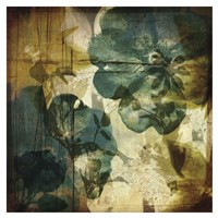Framed Vintage Teal Blooms I