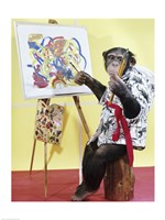 Framed Monkey Artist