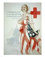 Framed Harrison Fisher WWI American Red Cross Poster