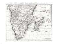 Framed 1730 Covens and Mortier Map of Southern Africa