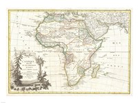 Framed 1762 Janvier Map of Africa