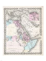 Framed 1855 Colton Map of Northeastern Africa