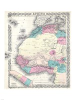 Framed 1855 Colton Map of Western Africa