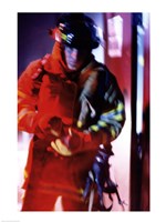 Framed Firefighter at work