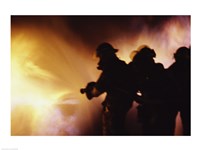 Framed Firefighters extinguishing a fire