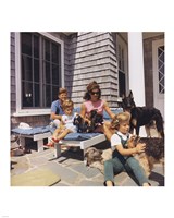 Framed Photograph of Kennedy Family with Dogs During a Weekend at Hyannisport